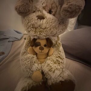 Charming Plush Puppy Pair - Cream and Brown